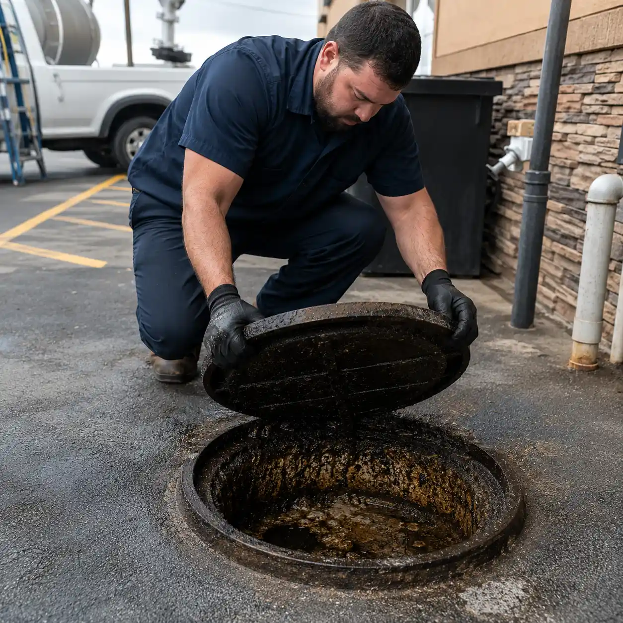 Slow kitchen drain caused by grease trap buildup