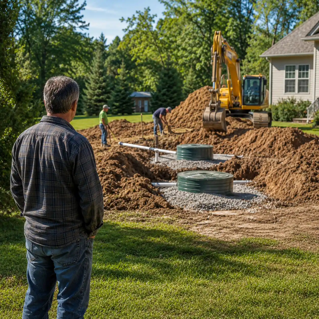 New septic system installation site in Forsyth County, Georgia