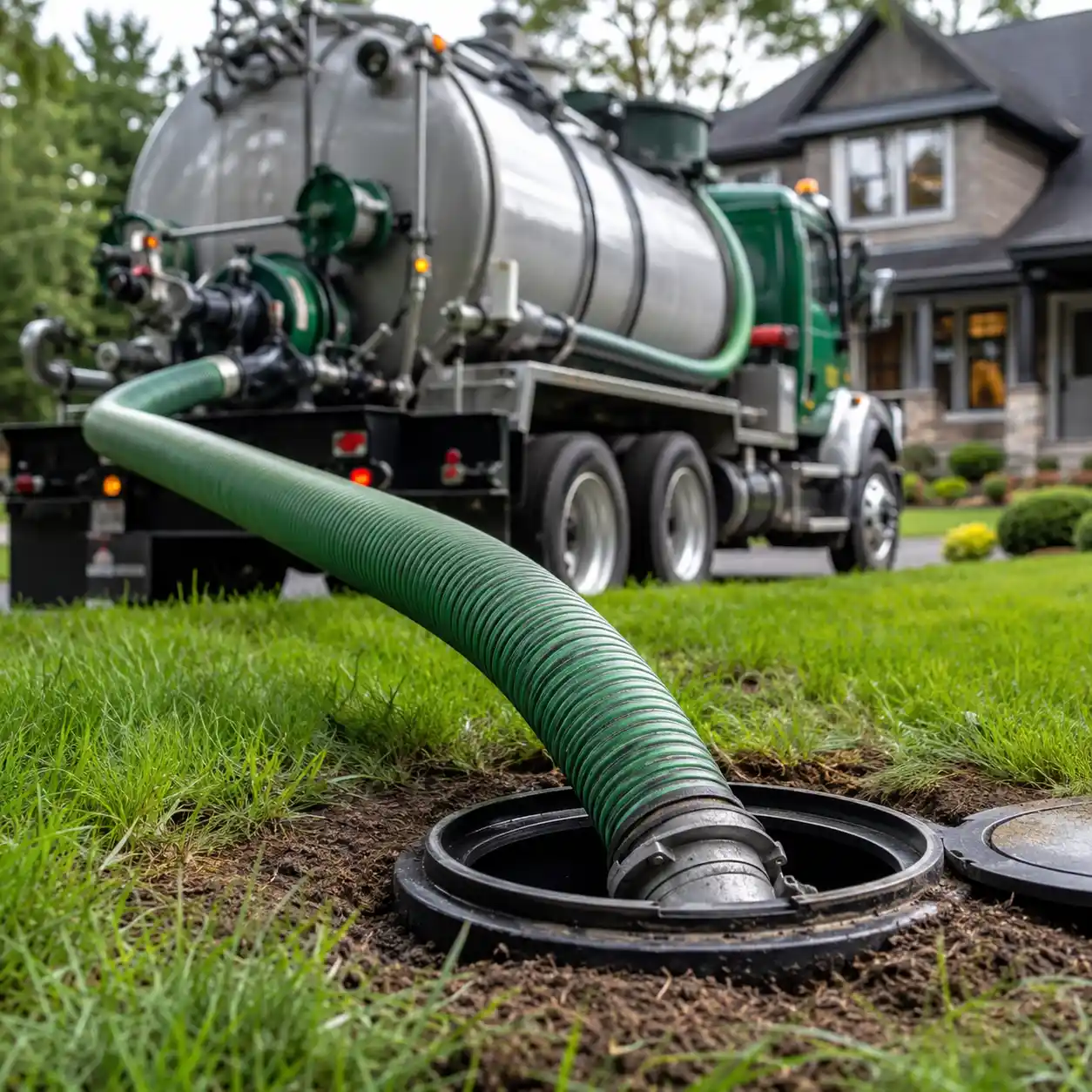 Septic tank pumping truck